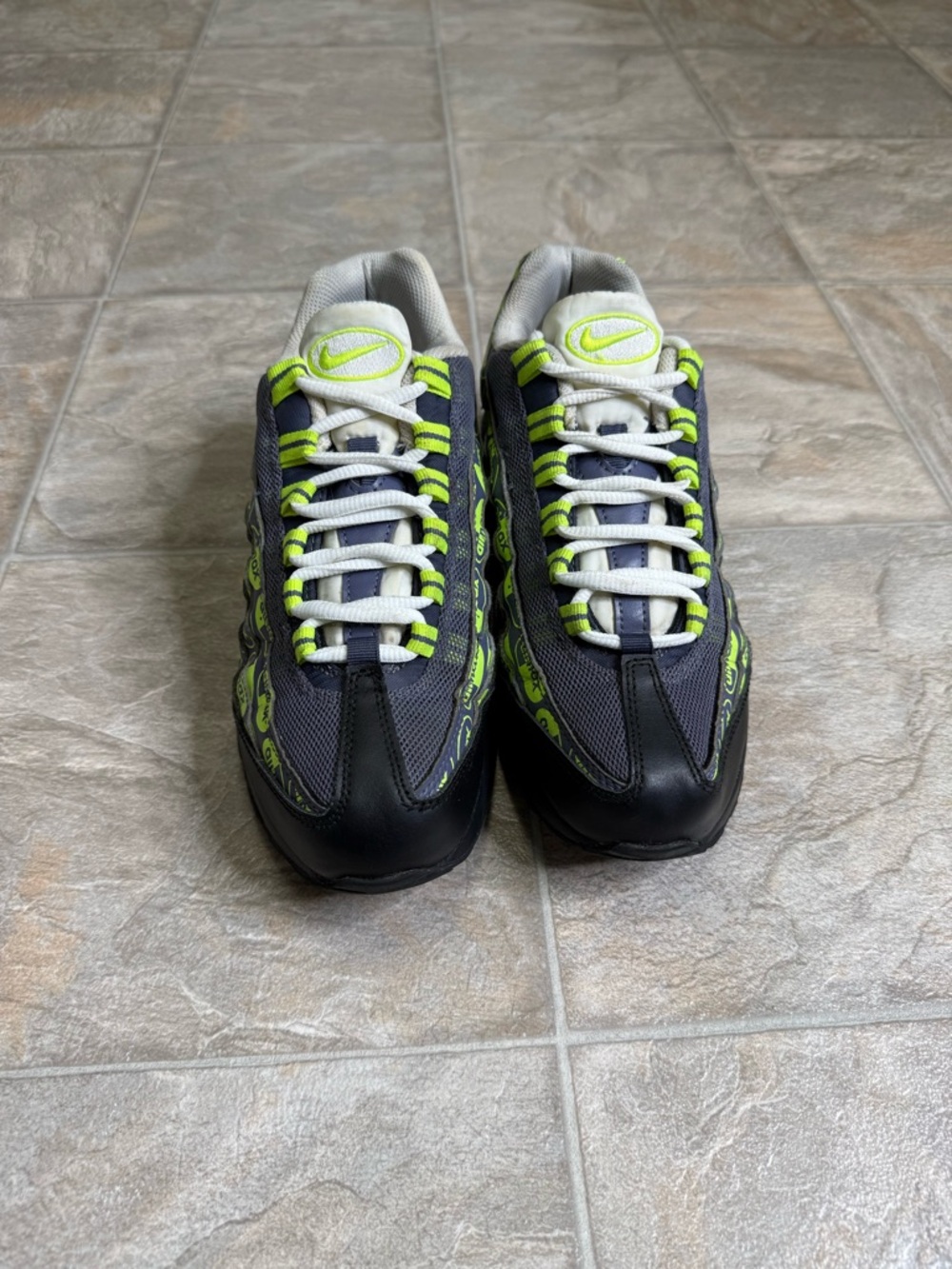 Nike Kids Black Sneakers with Neon Green Accents